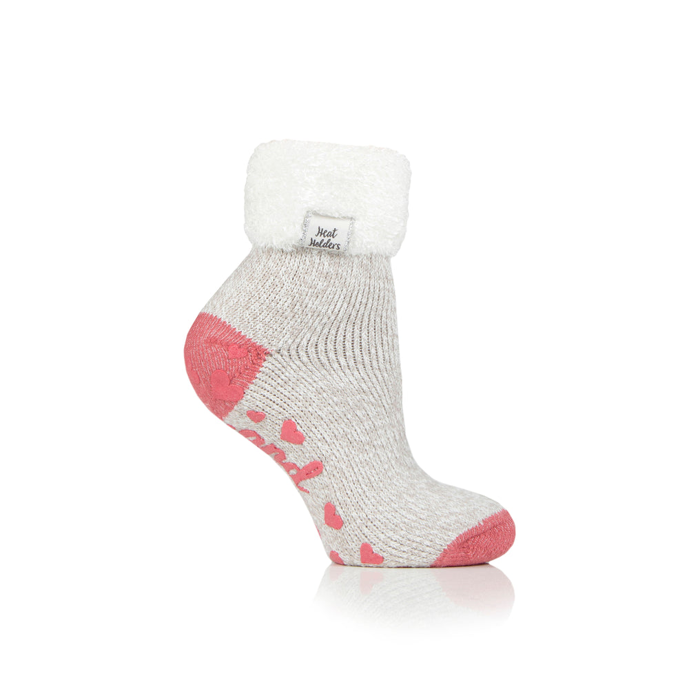 Ladies Original Lounge Socks with Turnover Feather Top - Light Grey