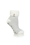 Ladies Original Ara Lounge Socks with Comfy Turnover Feather Top - Silver
