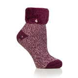 Ladies Original Ara Lounge Socks with Comfy Turnover Feather Top - Cabernet