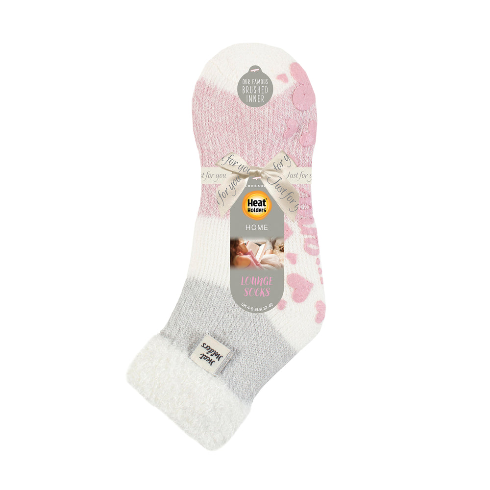 Ladies Original Lounge Socks with Comfy Feather Top - Auriga Ivory & Rose