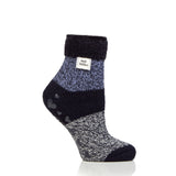 Ladies Original Lounge Socks with Comfy Feather Top - Auriga Navy & Lilac