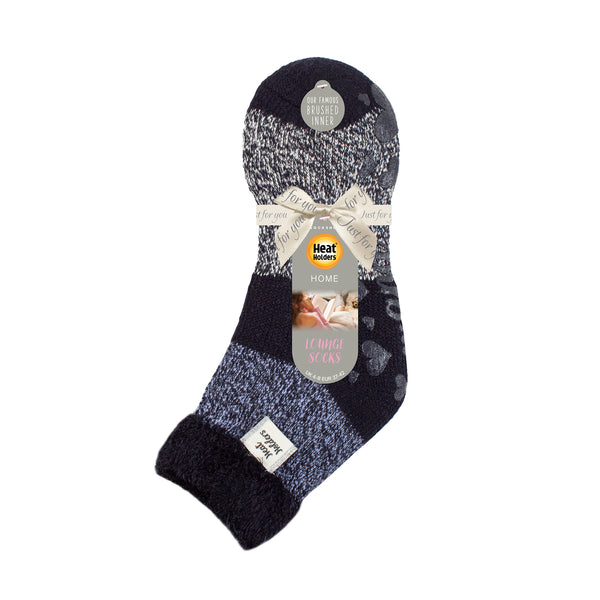 Ladies Original Lounge Socks with Comfy Feather Top - Auriga Navy & Lilac