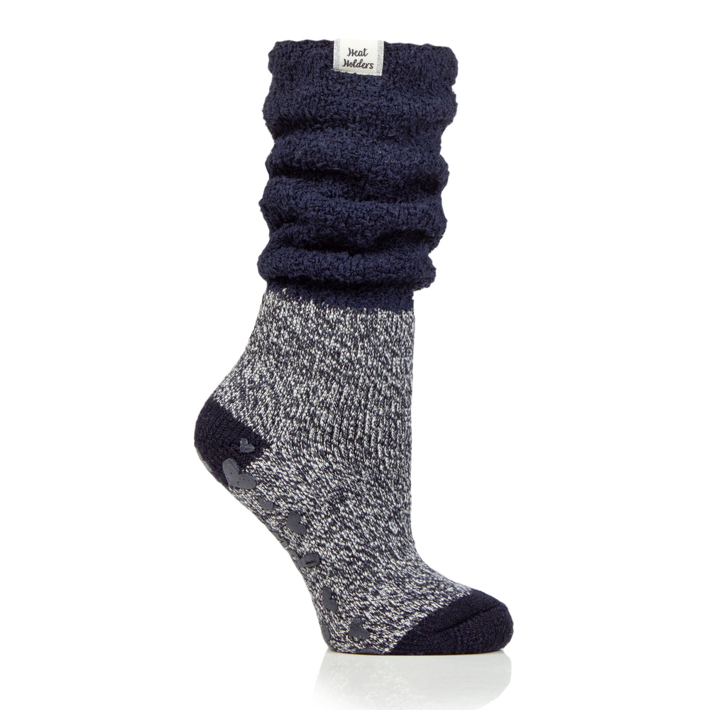 Ladies Original Lounge Socks with Comfy Slouch Top - Hydra Navy & Ivory