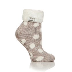 Ladies Original Lounge Socks with Turnover Feather Top - Dusky Brown Twist