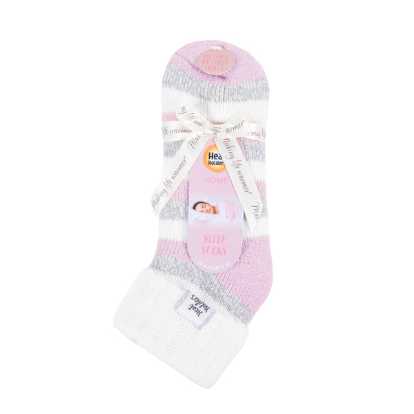 Ladies Original Sleep Socks with Turnover Rib Top - Grey & Pink