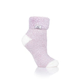 Ladies Original Sleep Socks with Feather Top - Mauve & Cream