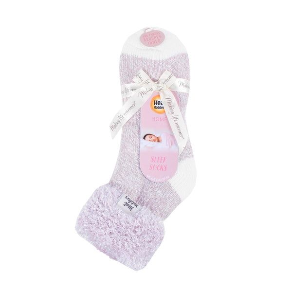 Ladies Original Sleep Socks with Turnover Feather Top - Mauve & Cream