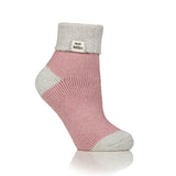 Ladies Original Sleep Socks with Turnover Rib Top - Silver Twist / Rose Blush