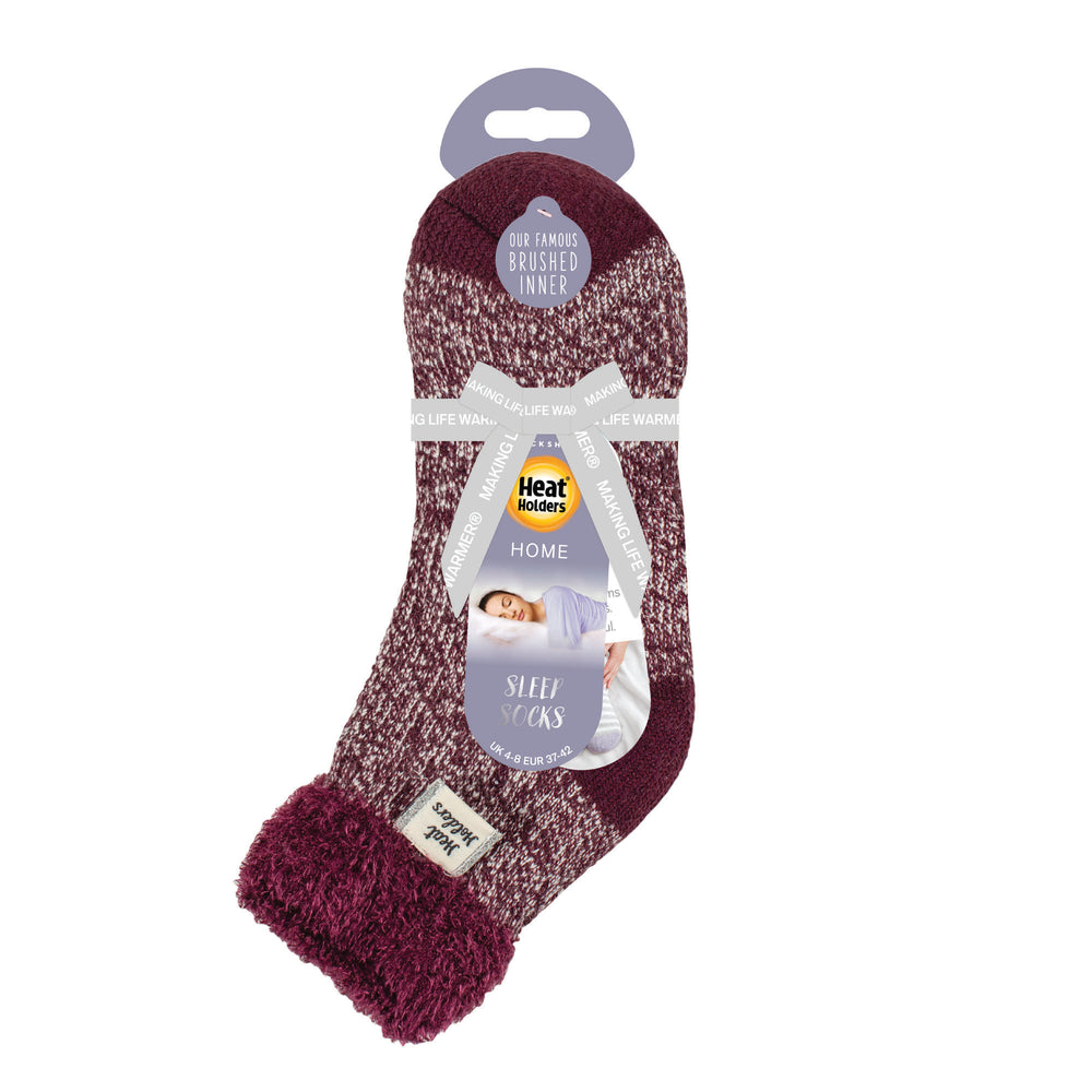 Ladies Original Sleep Socks with Turnover Feather Top - Cabernet