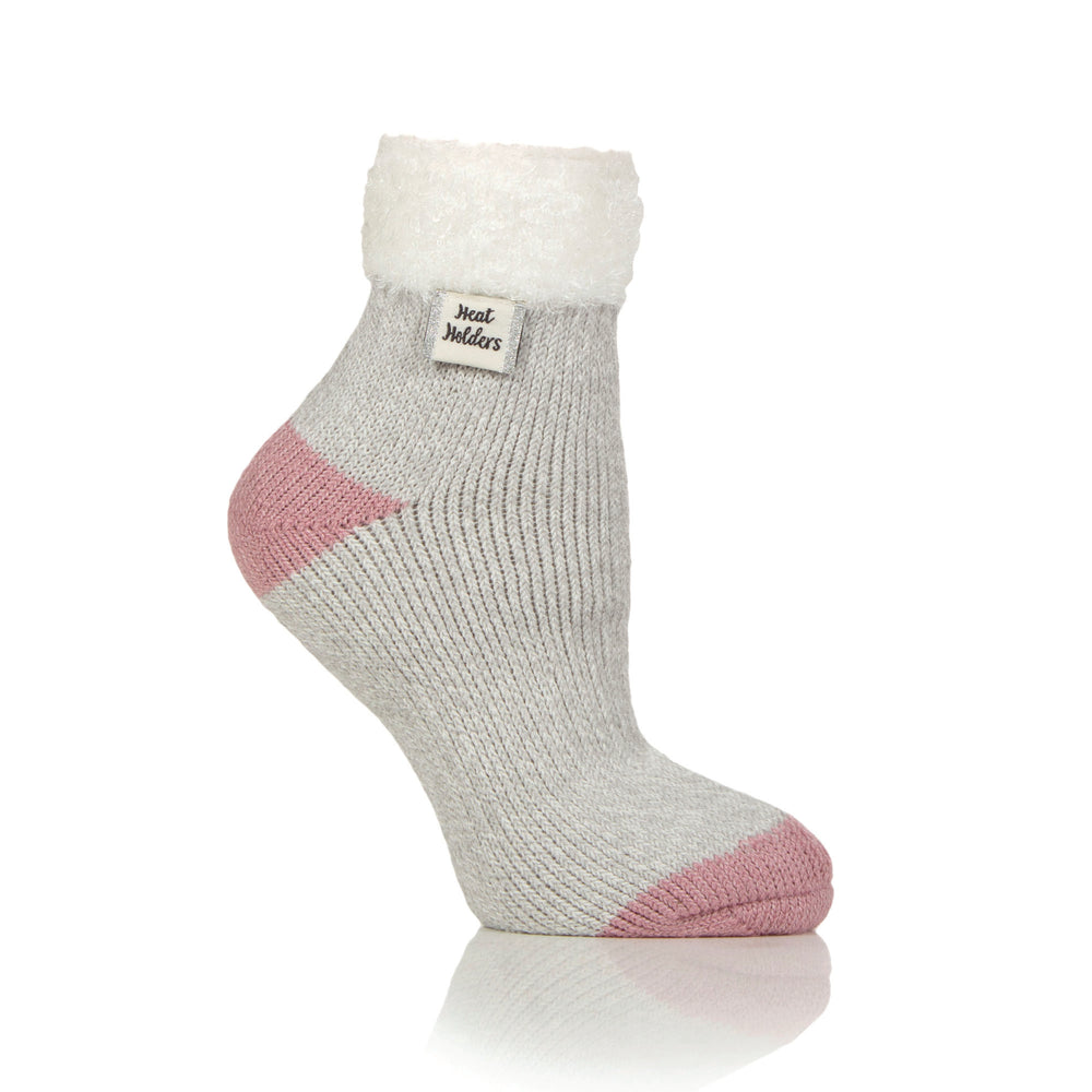 Ladies Original Sleep Socks with Feather Top - Silver Twist / Rose Blush