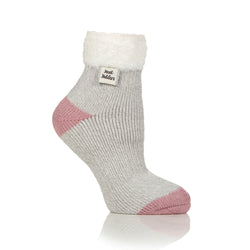 Ladies Original Sleep Socks with Feather Top - Silver Twist / Rose Blush
