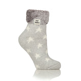 Ladies Original Sleep Socks with Turnover Feather Top - Stars - Silver Twist