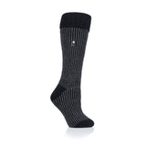 Ladies Original Begonia Long Boot Socks With Turnover Top - Black