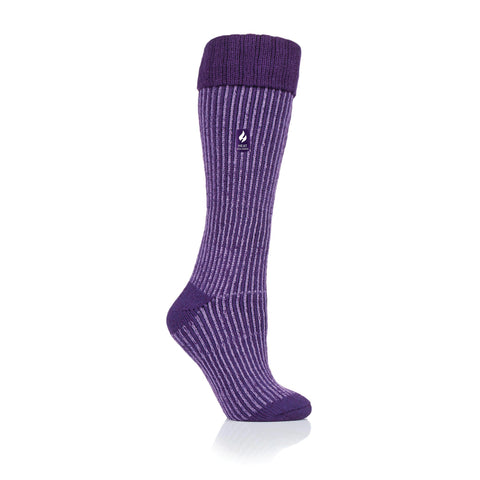 Ladies Original Begonia Long Boot Socks With Turnover Top - Purple