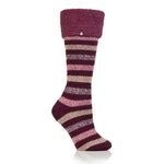 Ladies Original Hellebore Wellington Boot Socks - Cabernet Stripe