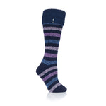 Ladies Original Hellebore Wellington Boot Socks - Navy & Purple Stripe