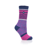 Ladies Original Abstract Dimension Stripe Socks - Pink & Purple