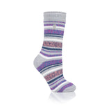 Ladies Original Abstract Dimension Twist Socks - Grey & Purple