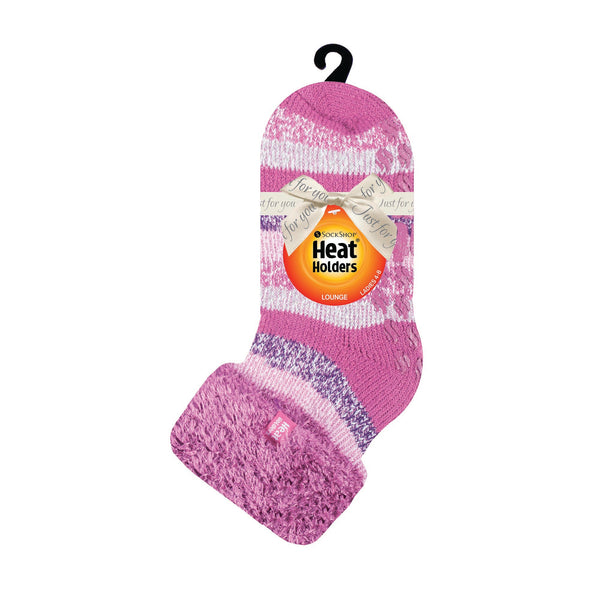 Ladies Original Emma Lounge Socks with Turnover Top - Pink & Purple