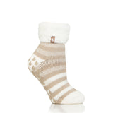 Ladies Original Aberfeldy Lounge Socks with Comfy Turnover Feather Top - Oat