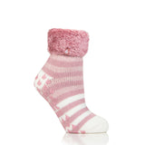 Ladies Original Aberfeldy Lounge Socks with Comfy Turnover Feather Top - Rose Blush
