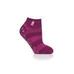 Ladies Original Valencia Stripe Ankle Slipper Socks - Deep Fuchsia & Berry
