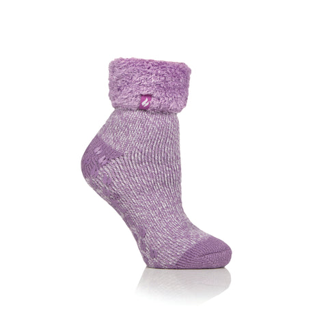 Ladies Original Queenstown Lounge Socks with Turnover Top - Dark Lilac