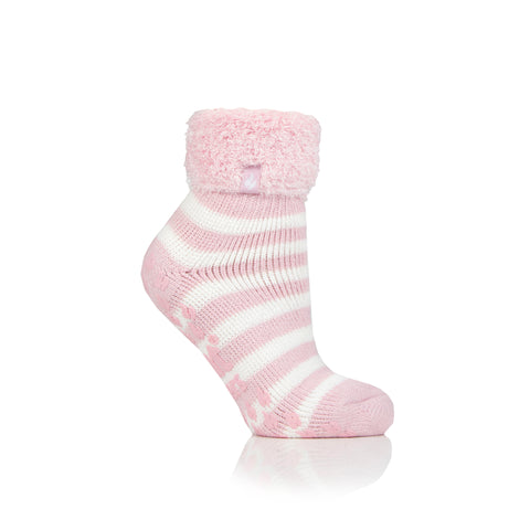 Ladies Original Heathfield Lounge Socks with Turnover Top - Pink Strip –  Heat Holders