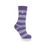 Ladies Original Tuscany Chunky Stripe Socks - Mulberry Purple & White