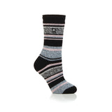 Ladies Original Calanda Block Stripe Socks - Black & Dusted Pink