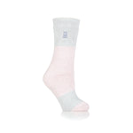 Ladies Original Catania Centre Stripe Socks - Dusted Pink & Silver