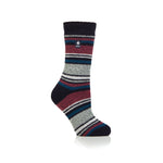 Ladies Original Geneva Multi Stripe Socks - Navy & Cabernet