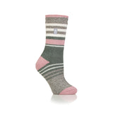 Ladies Original Cherith Varied Stripe Socks - Mid Grey & Sage Green