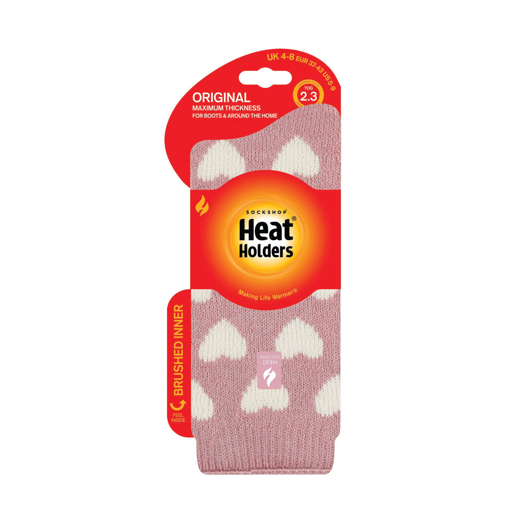 Ladies Original Jacquard Socks - Pink Hearts