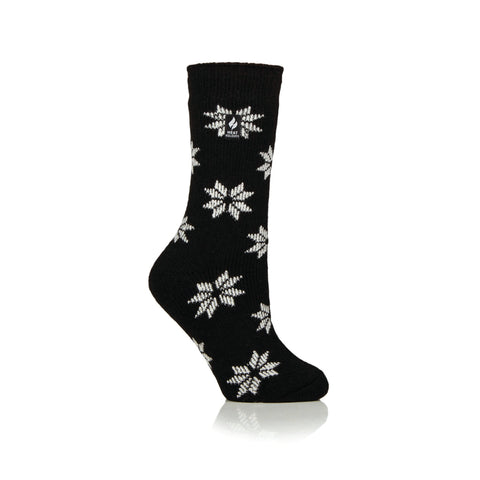 Ladies Original Jacquard Socks - Black Snowflake