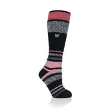 Ladies Original Long Ski & Snow Sports Socks - Black & Pink