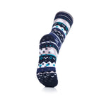Ladies Soul Warming Dual Layer Slipper Socks - Navy & Purple