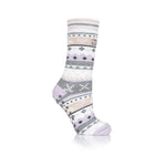 Ladies Soul Warming Dual Layer Slipper Socks - Lilac & Grey