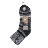 Mens Original Whitaker Lounge Socks with Rib Top - Black Stripe