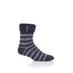 Mens Original Olwen Sleep Socks with Feather Turnover Top - Charcoal & Grey
