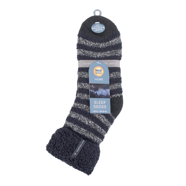 Mens Original Olwen Sleep Socks with Feather Turnover Top - Charcoal & Grey