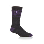 Mens Original Athens Stripe Socks - Charcoal & Purple