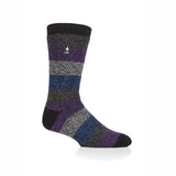 Mens Original Milan Thick Twist Stripe Socks - Black & Purple