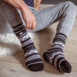 Mens Soul Warming Dual Layer Slipper Socks - Black & Charcoal