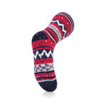 Mens Soul Warming Dual Layer Slipper Socks - Navy & Red