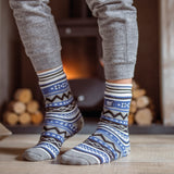 Mens Soul Warming Dual Layer Slipper Socks - Grey & Blue