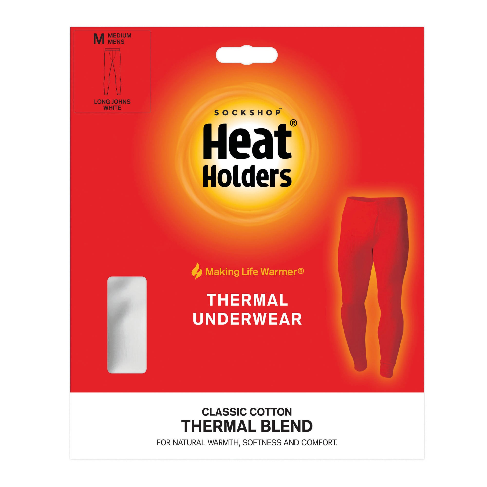 Mens Thermal Long Johns White Heat Holders