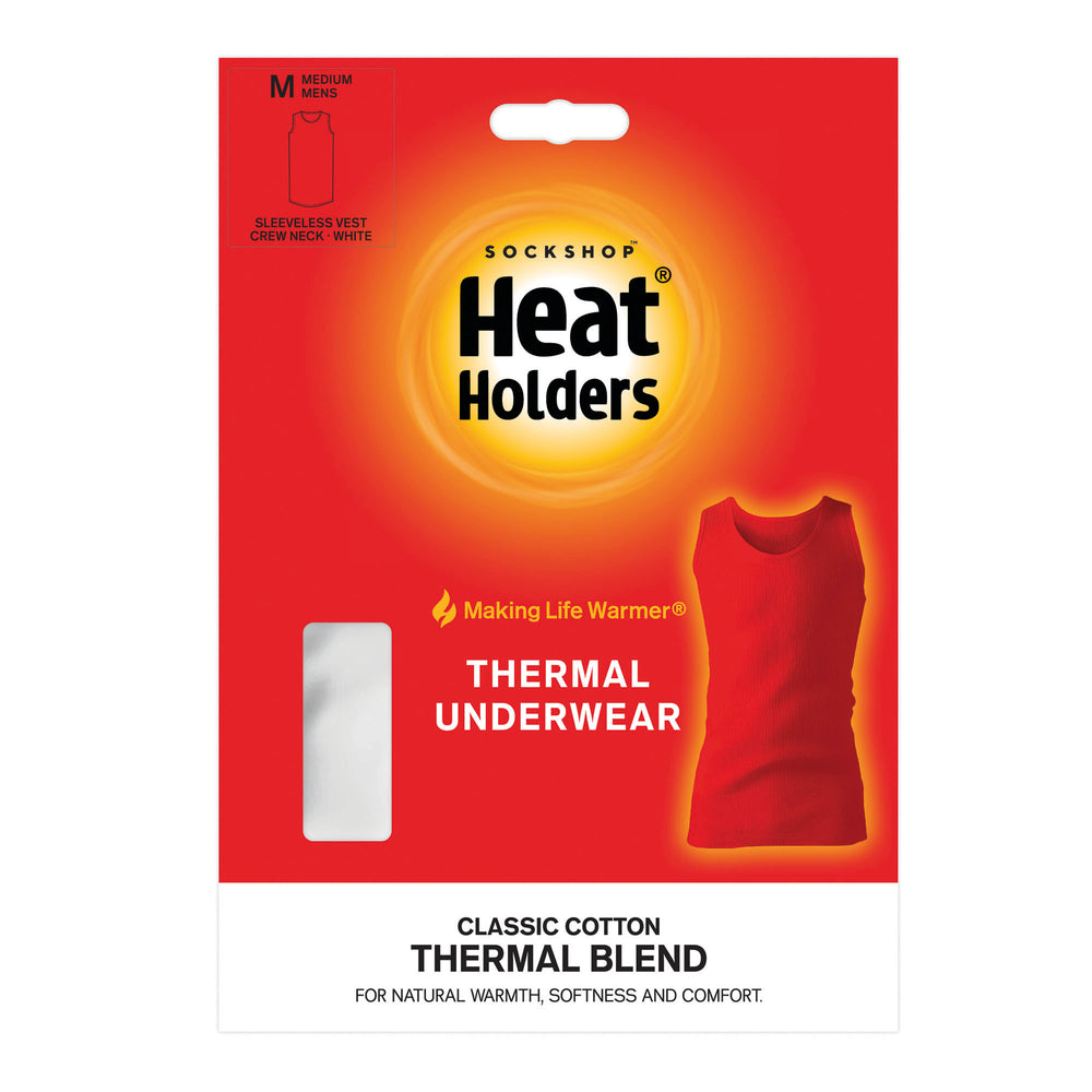 Mens Thermal Sleeveless Singlet Vest - White