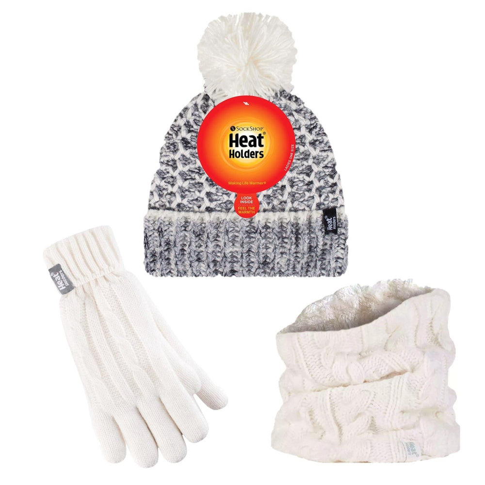 Special Offer Ladies Lund Hat, Neck Warmer and Gloves - Black & Cream