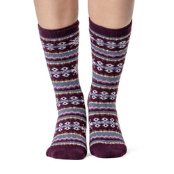 Ladies Lite Nordic Thermal Socks - Cabernet & Rose Blush